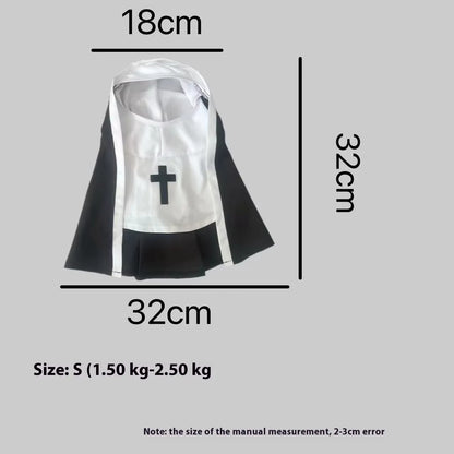 Cat Puppy Pet Nun Cloak Soft Role Play Pet Cat Halloween Costumes Black/White Breathable Cat Cosplay Costume Sets Cosplay Dress