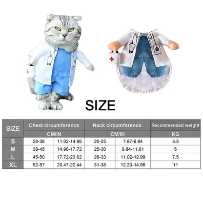 Pet Halloween Costume Dog Cat Doctor Costume Pet Doctor Clothing White Funny Cosplay Outfit Uniform