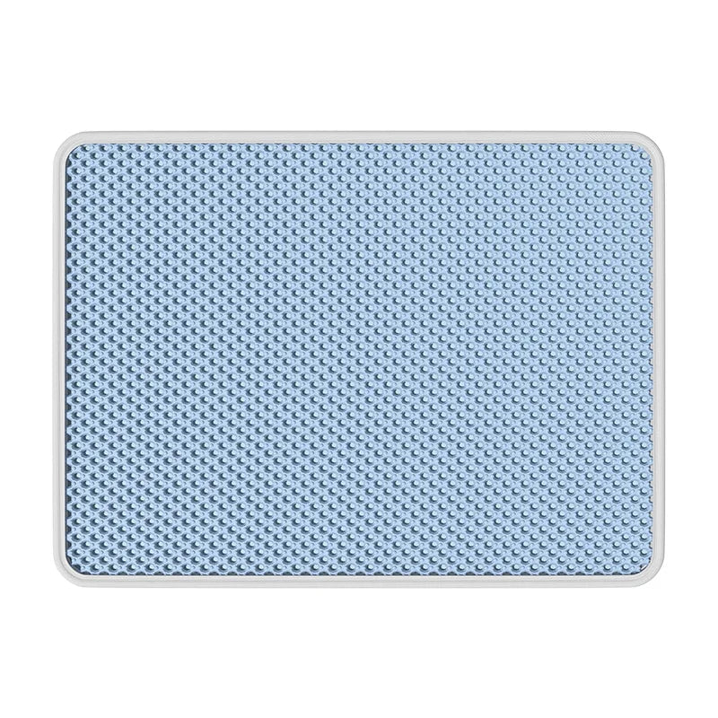 Double Layer Cat Litter Pad Blue Top View Pet Supplies