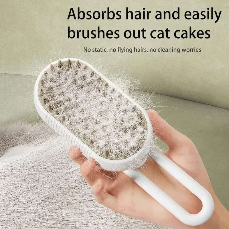 Electric Steamy Brush for Cat and Dog, Steam Brush, Electric Sprayer for Massage, Pet Grooming Tool, Shedding Combs, 3 in 1